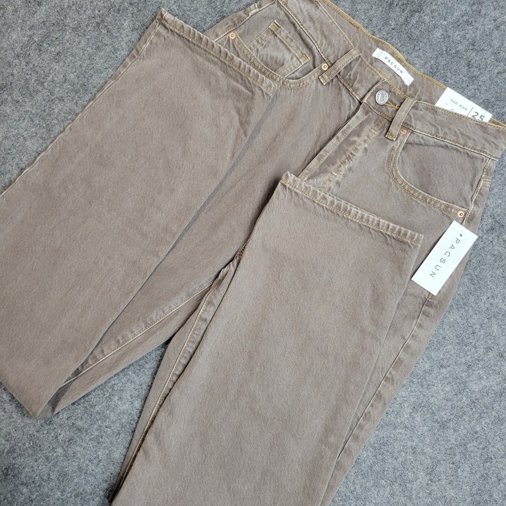 Pacsun Jeans Womens 25 Gray‎ Denim Dad Straight Leg Button Fly Grunge Streetwear